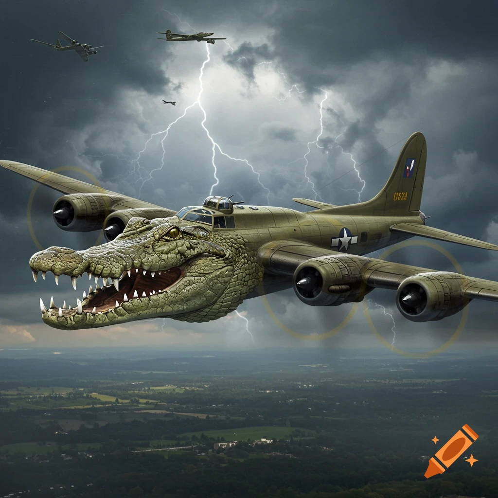 Craiyon 213141 Bomber Airpane With Crocodile Head